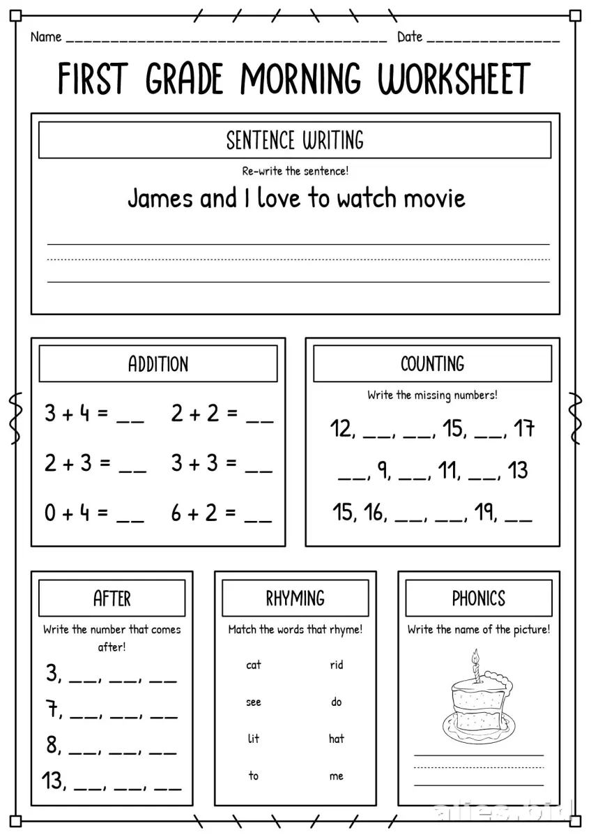 Free Printable 1st Grade Worksheet Free Print #4