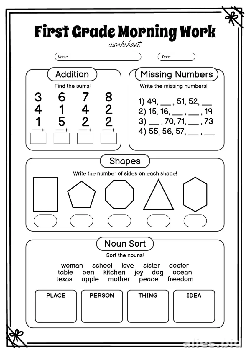 Free Printable 1st Grade Worksheet Free Print #5