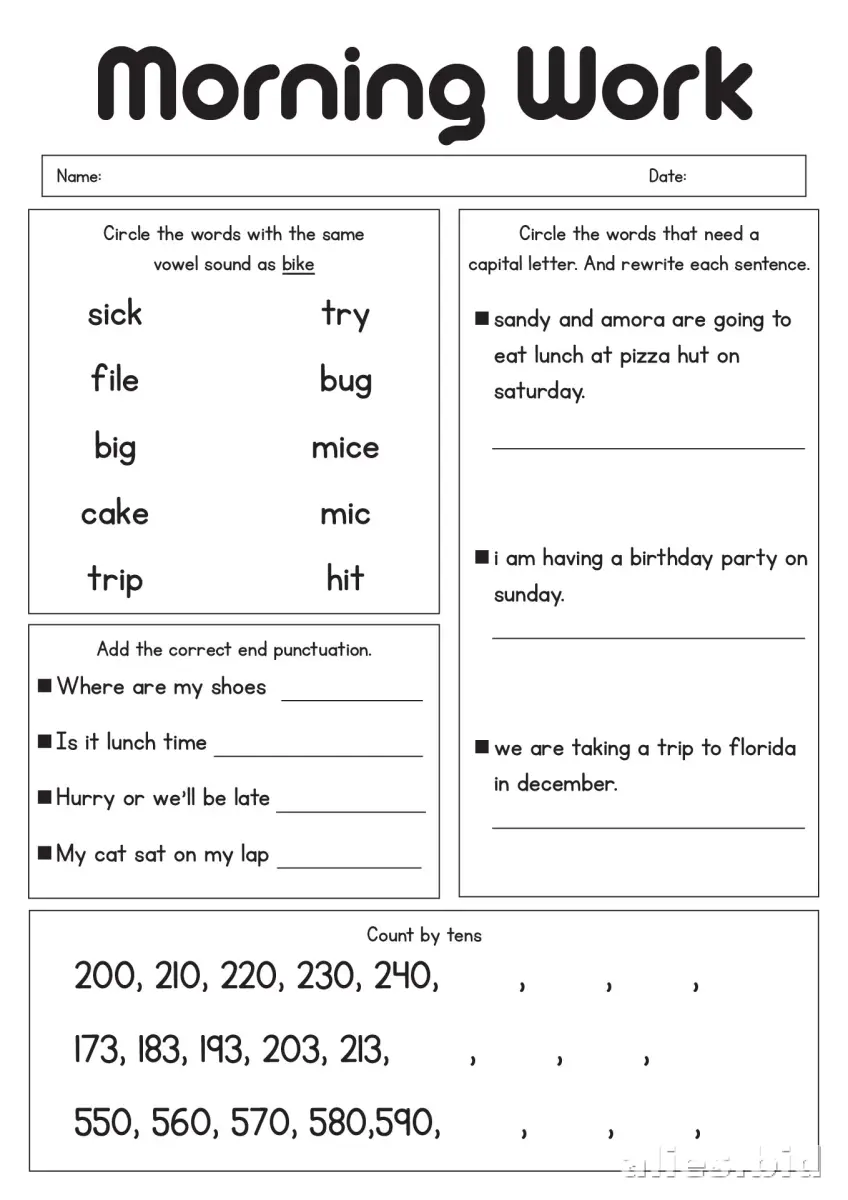 Free Printable 2nd Grade Worksheet Free Print #13