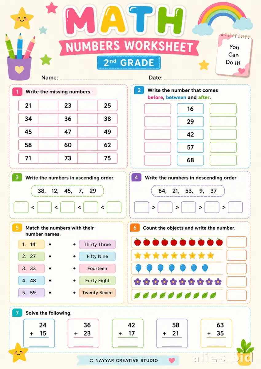 Free Printable 2nd Grade Worksheet Free Print #3