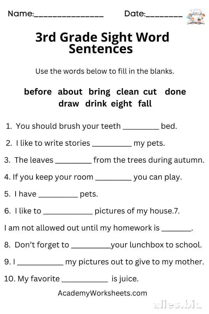 Free Printable 3rd Grade Worksheet Free Print #9