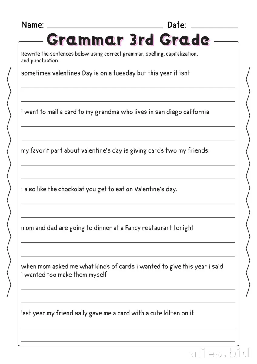 Free Printable 3rd Grade Worksheet Free Print #14