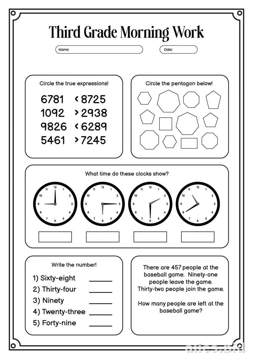 Free Printable 3rd Grade Worksheet Free Print #15