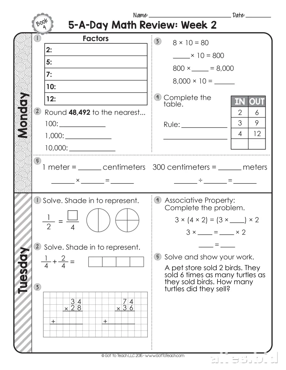 Free Printable 4th Grade Worksheet Free Print #21