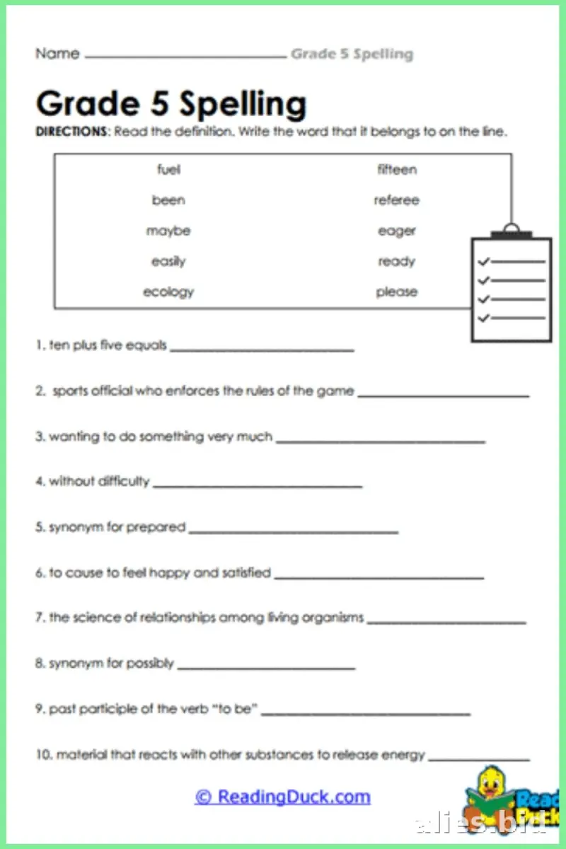 Free Printable 5th Grade Worksheet Free Print #12