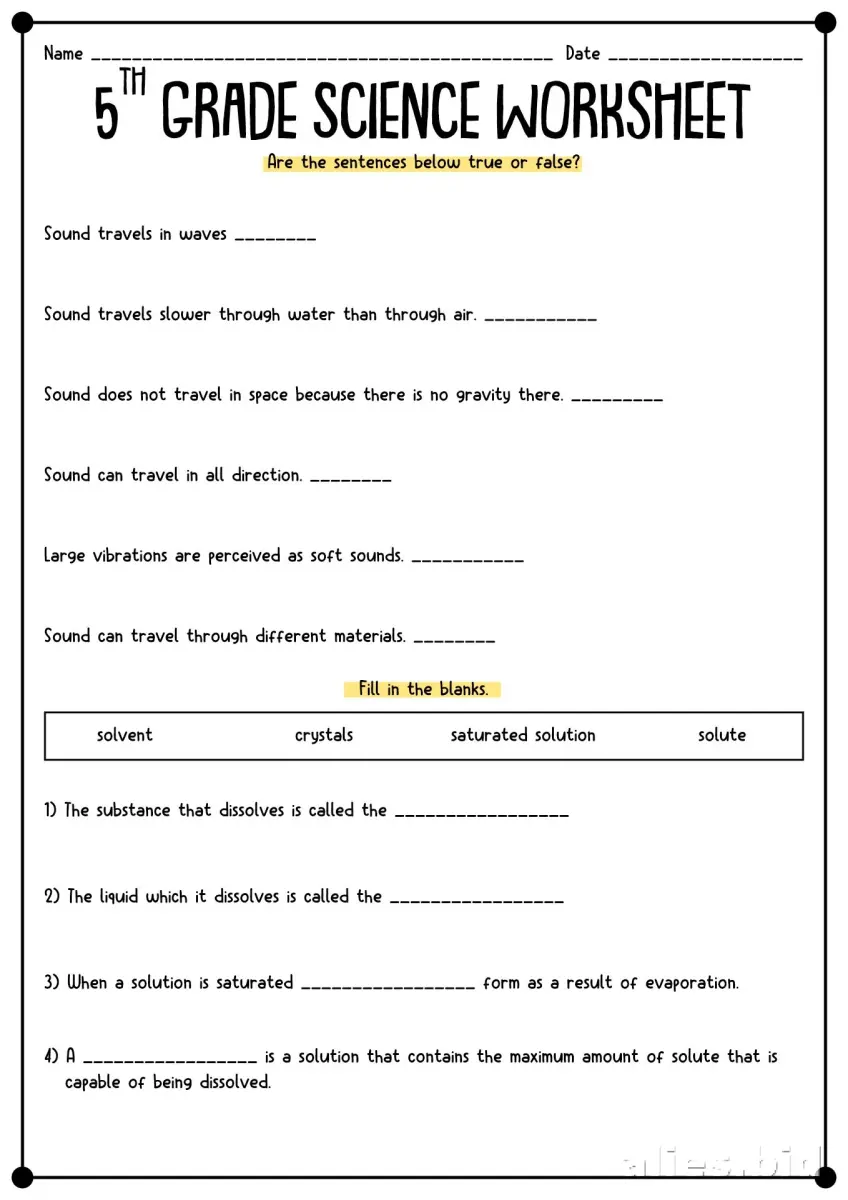 Free Printable 5th Grade Worksheet Free Print #9