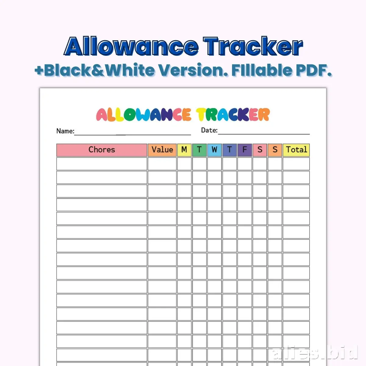Free Printable Allowance Tracker Template Free Worksheet #13