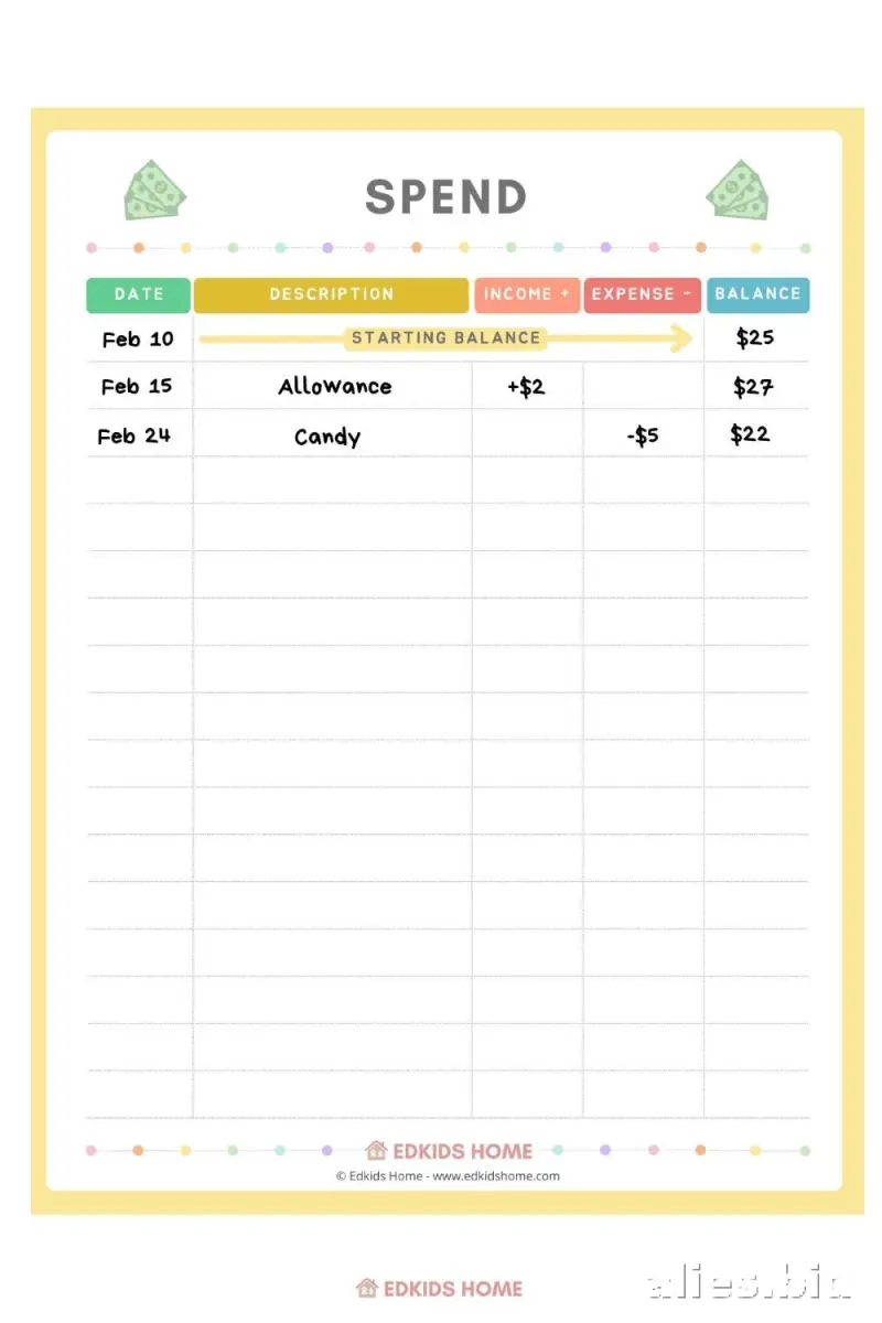 Free Printable Allowance Tracker Template Free Worksheet #12