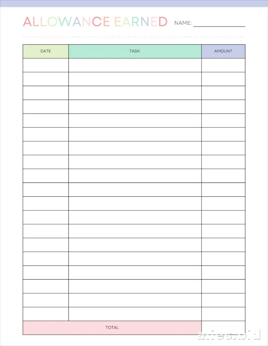 Free Printable Allowance Tracker Template Free Worksheet #15