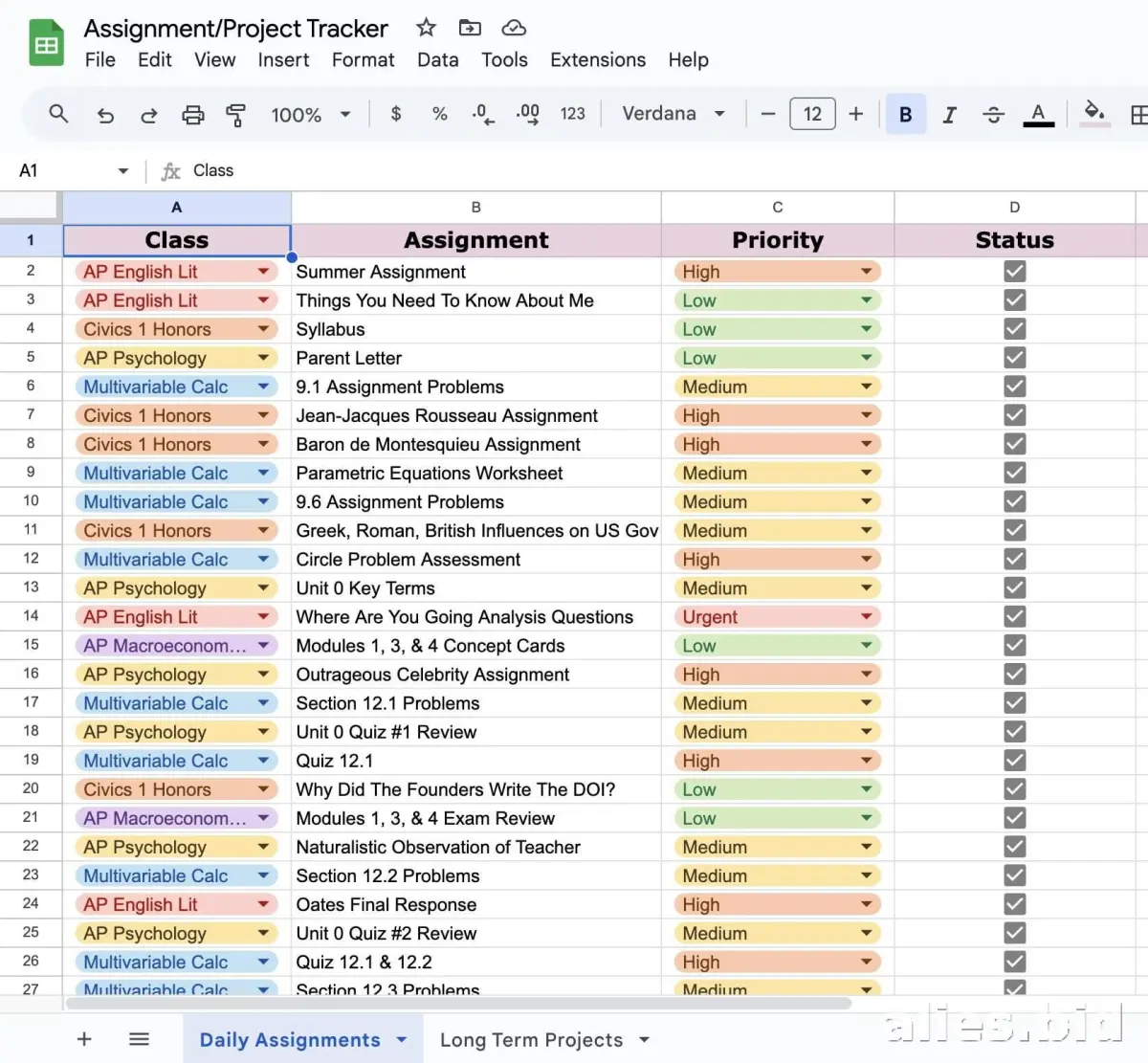 Free Printable Assignment Tracker Template Free Worksheet #23