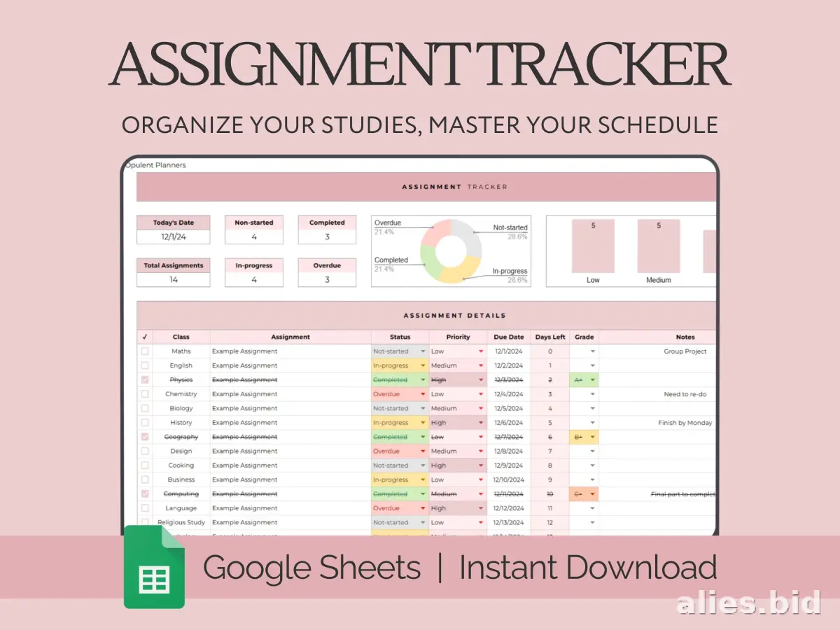 Free Printable Assignment Tracker Template Free Worksheet #14