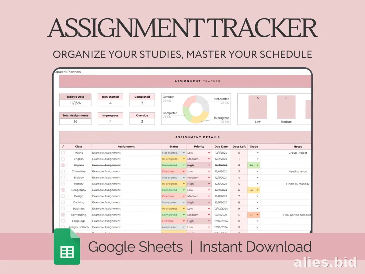 Free Printable Assignment Tracker Template Free Worksheet #16