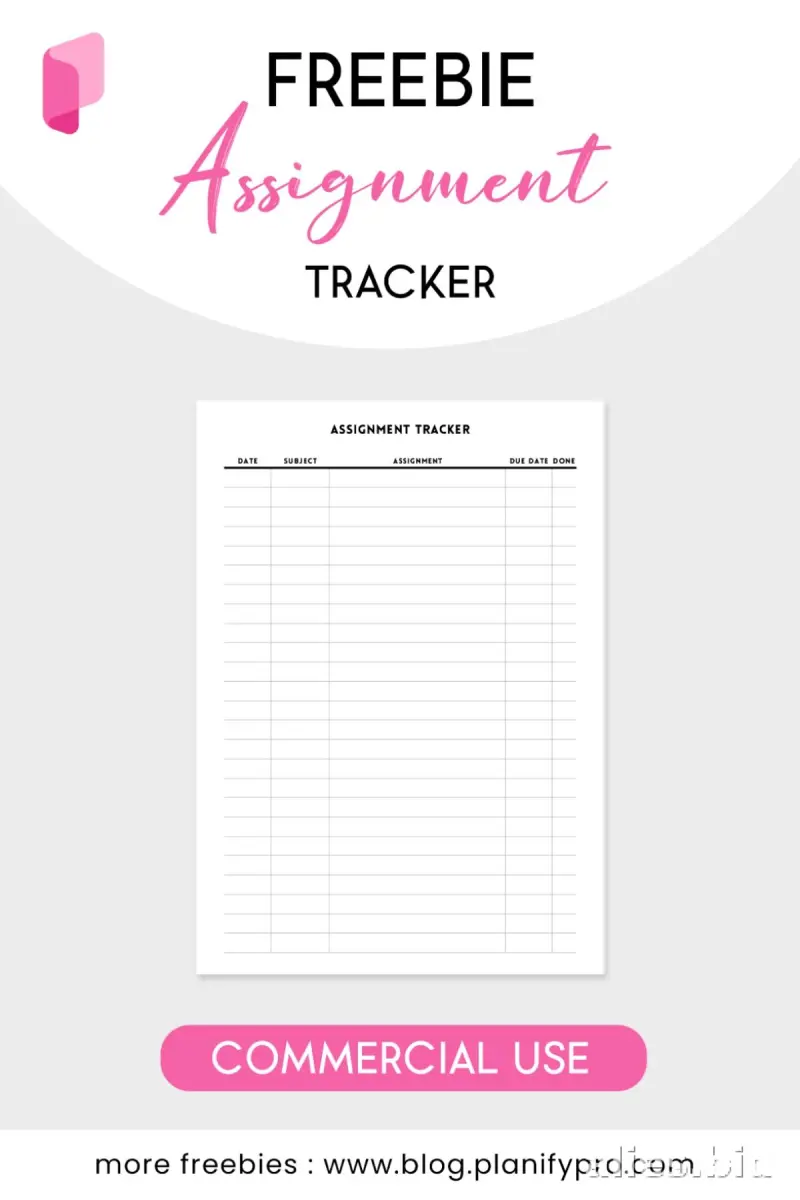 Free Printable Assignment Tracker Template Free Worksheet #12