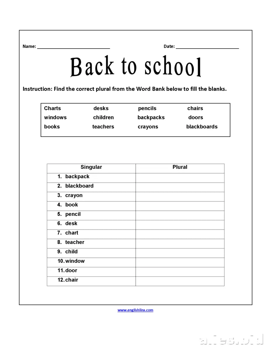 Free Printable Back To School Worksheet Free #5