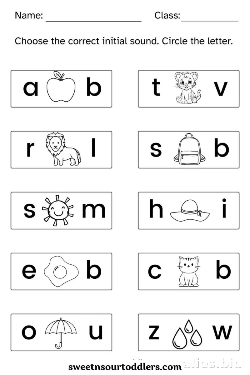 Free Beginning Sounds Worksheets for Early Learners