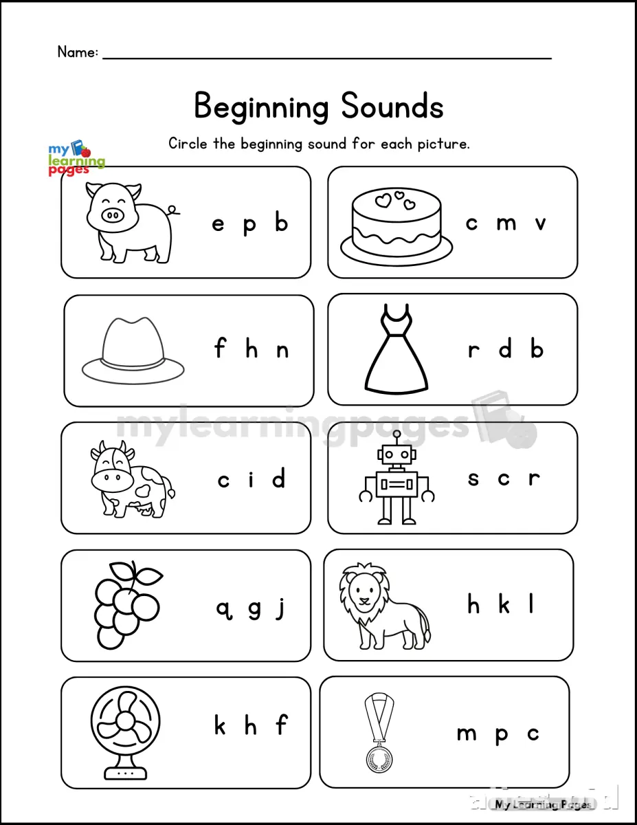 Free Printable Beginning Sounds Worksheet Free #13