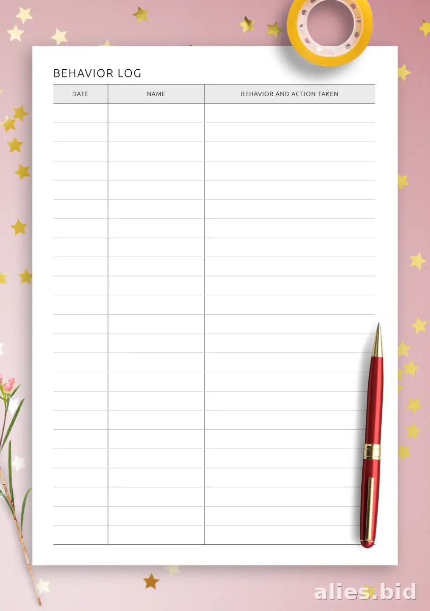 Free Printable Behavior Tracker Template Free Print Worksheet #7