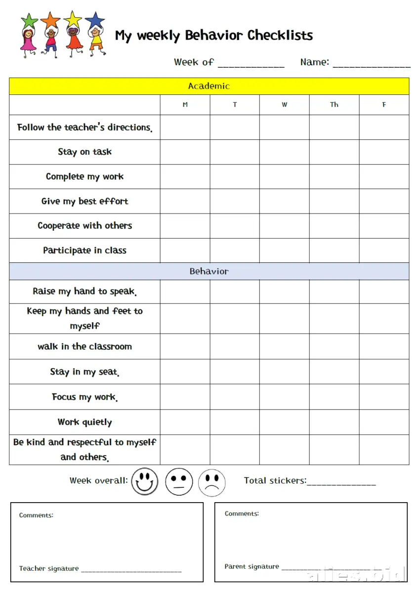 Free Printable Behavior Tracker Template Free Print Worksheet #3