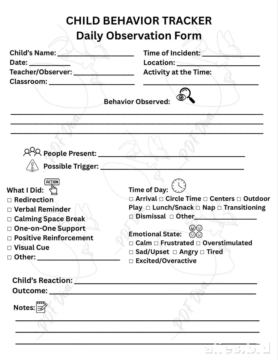 Free Printable Behavior Tracker Template Free Print Worksheet #4