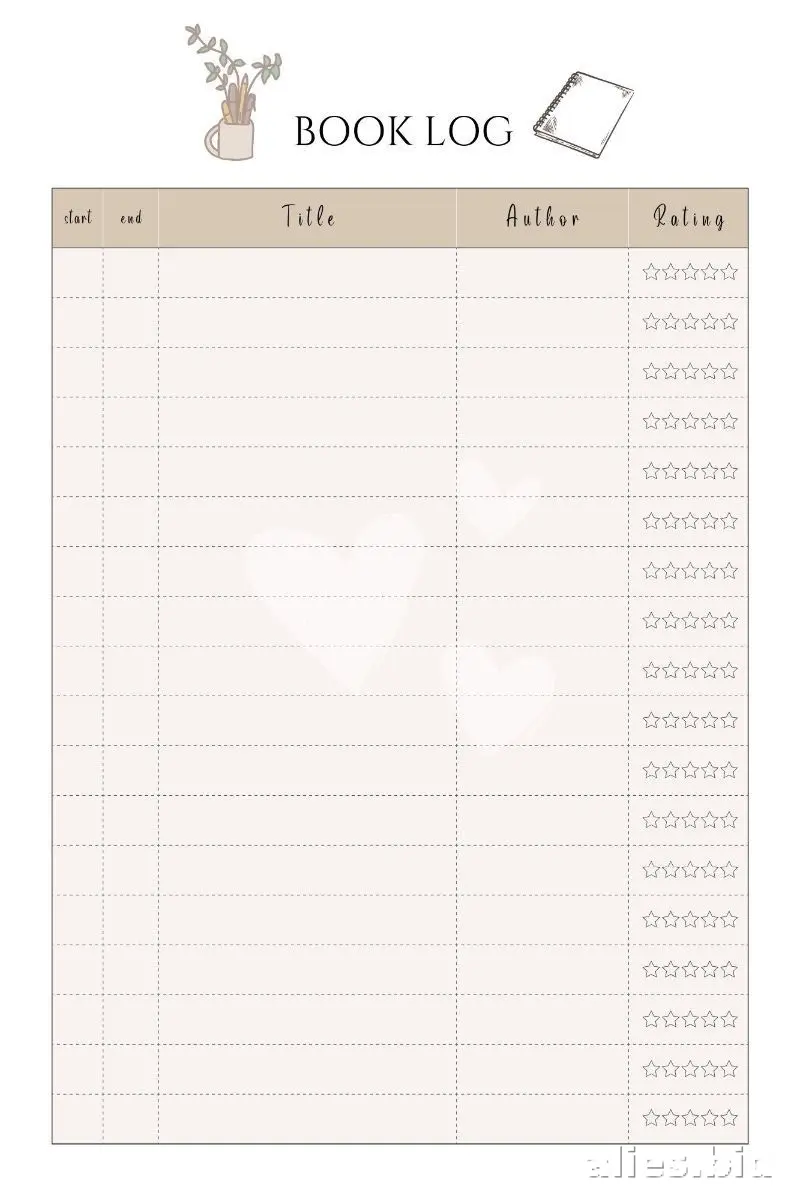 Free Printable Book Log Template Free Print Worksheet #4