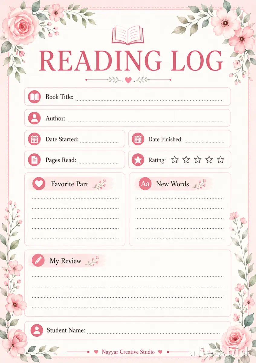 Free Printable Book Log Template Free Print Worksheet #21