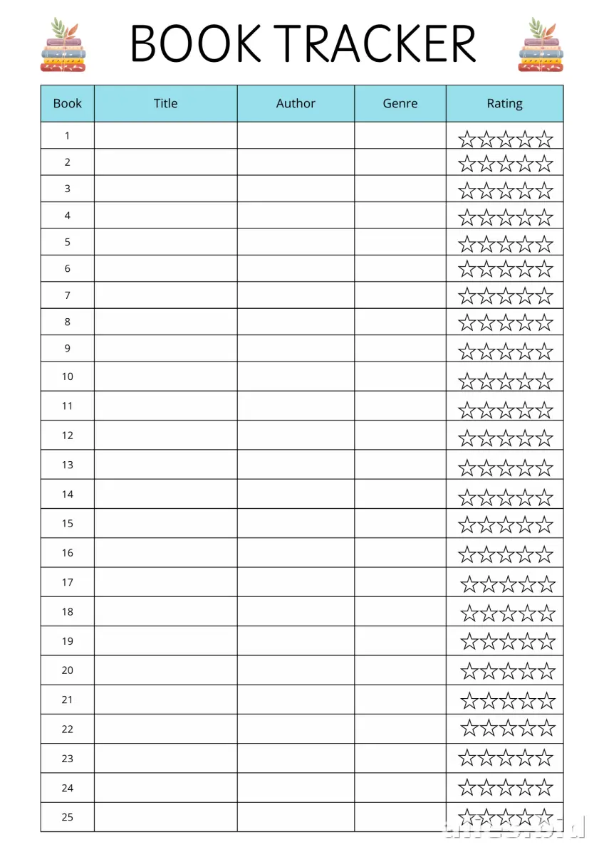 Free Printable Book Log Template Free Print Worksheet #8
