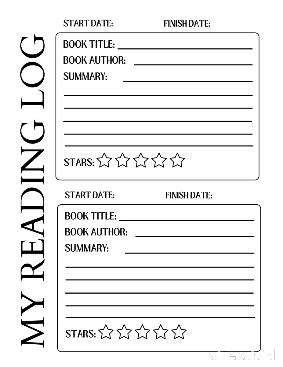 Book Log Template Worksheets for Teachers and Parents