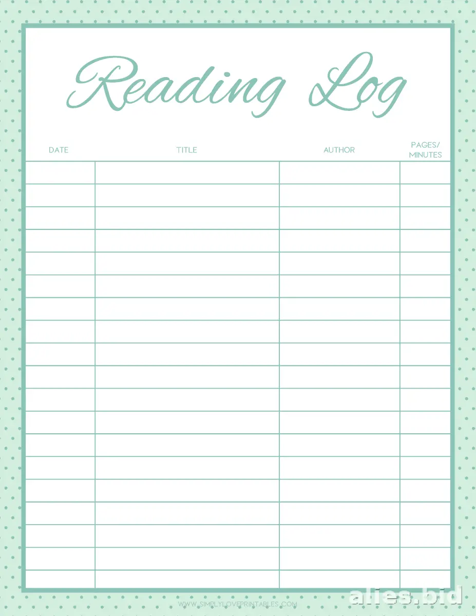 Free Printable Book Log Template Free Print Worksheet #6
