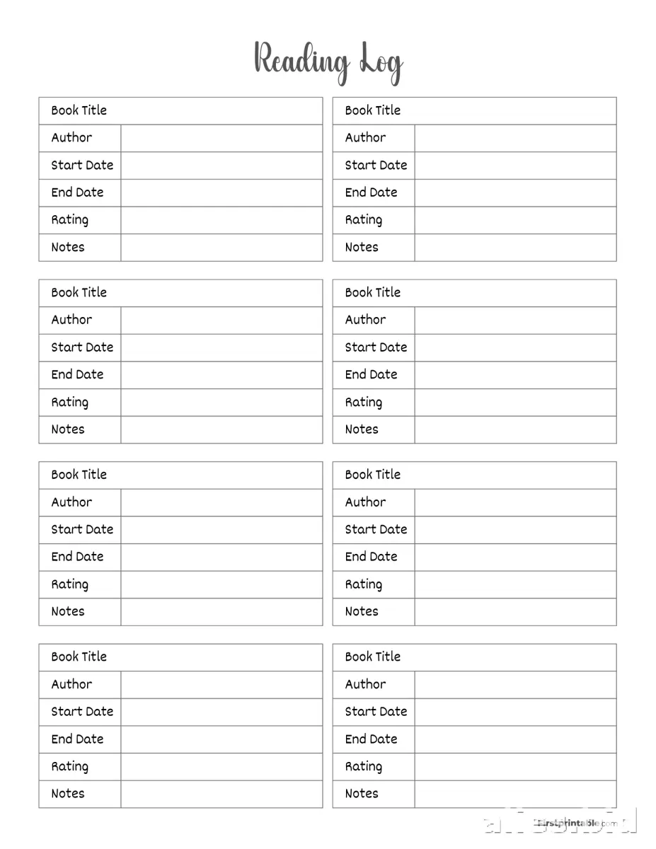 Free Printable Book Log Template Free Print Worksheet #18