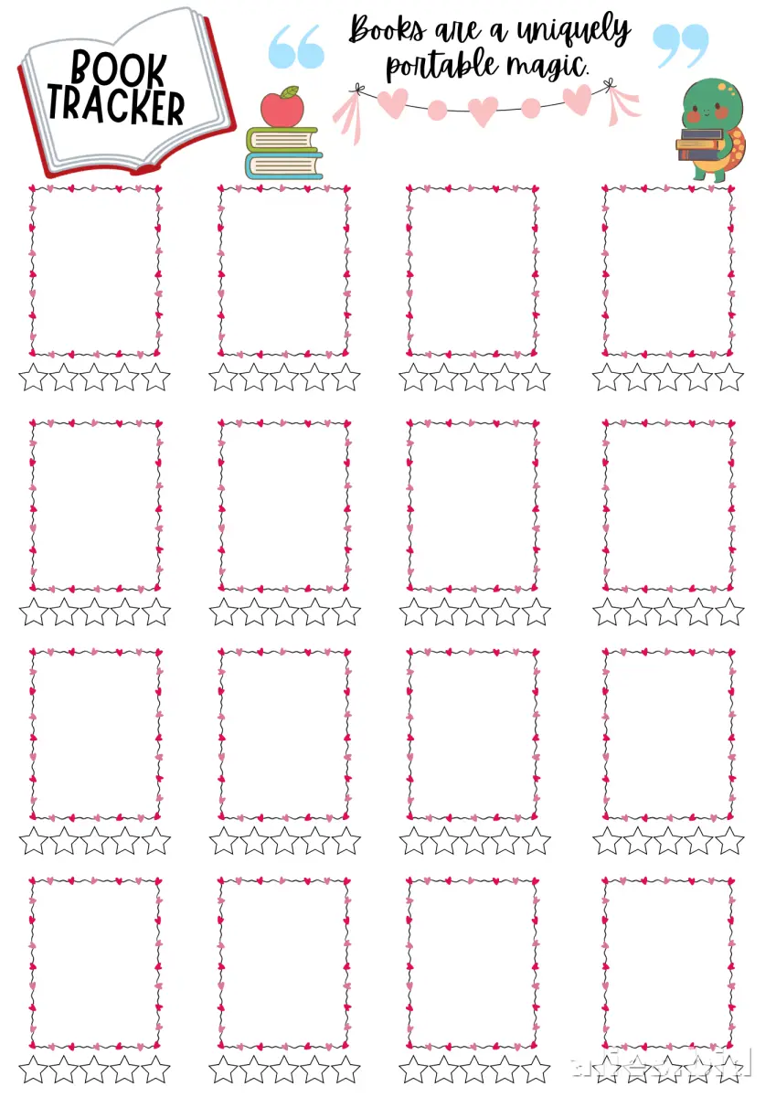 Free Printable Book Tracker Template For Kids Free Worksheet #6