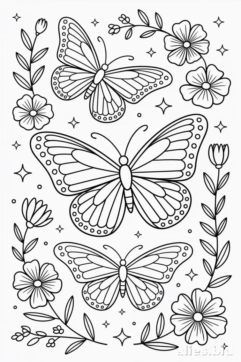 Butterfly Coloring Pages Printable Worksheet #10