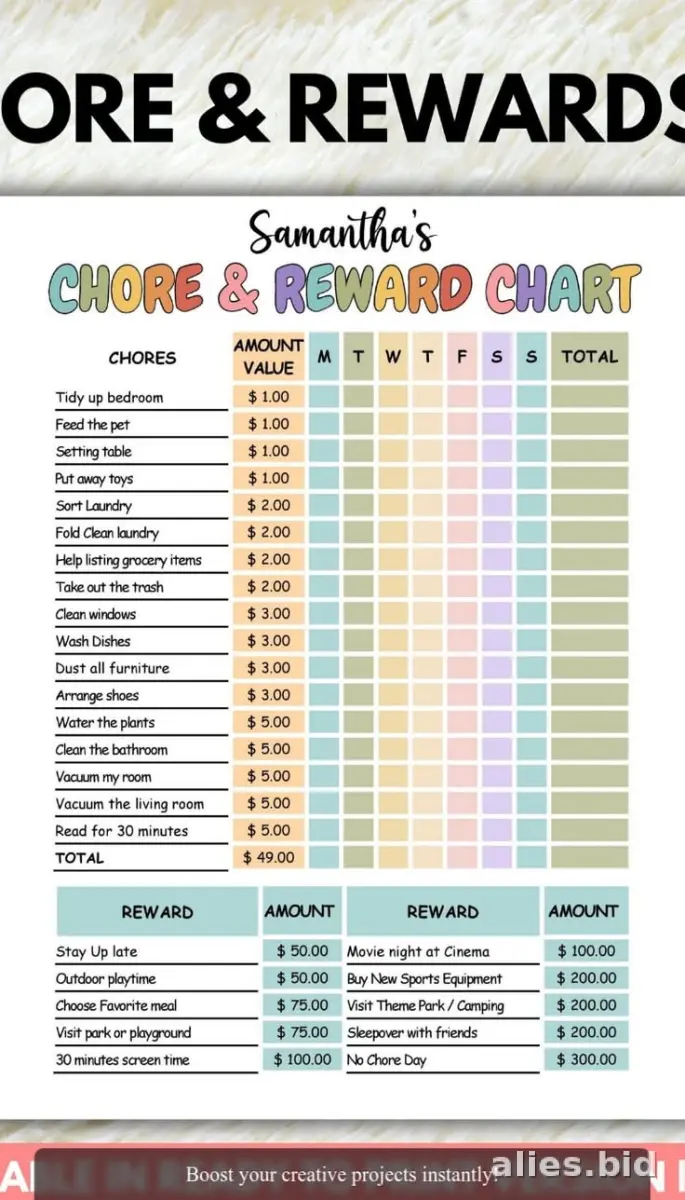 Free Printable Chore Chart Template Free Worksheet #11