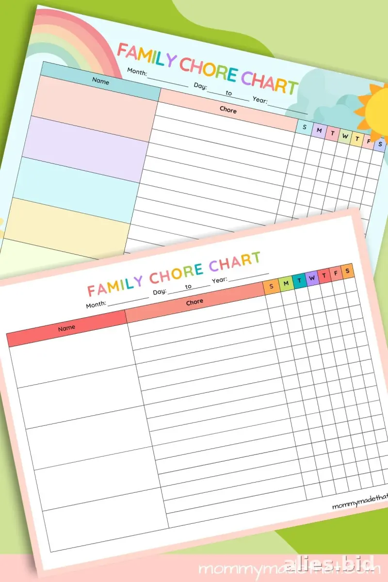 Free Printable Chore Chart Template Free Worksheet #4