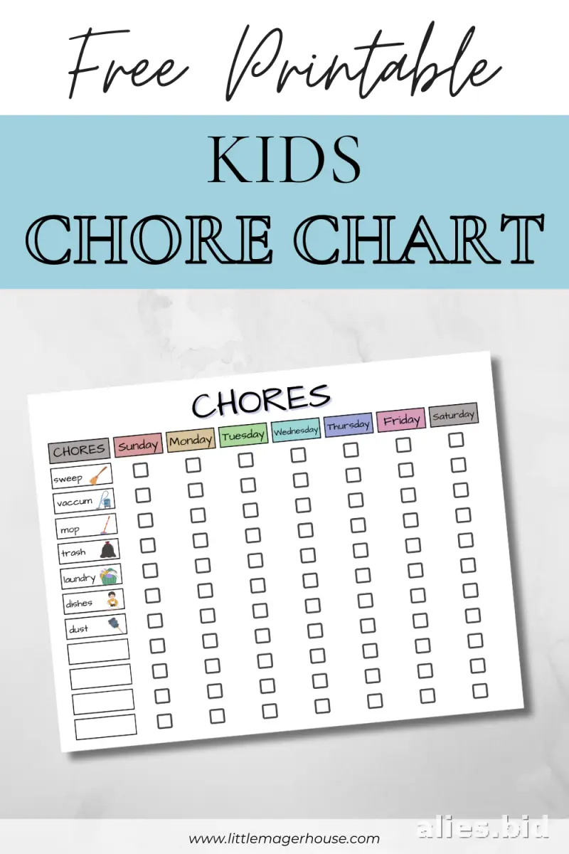 Free Printable Chore Chart Template Free Worksheet #7