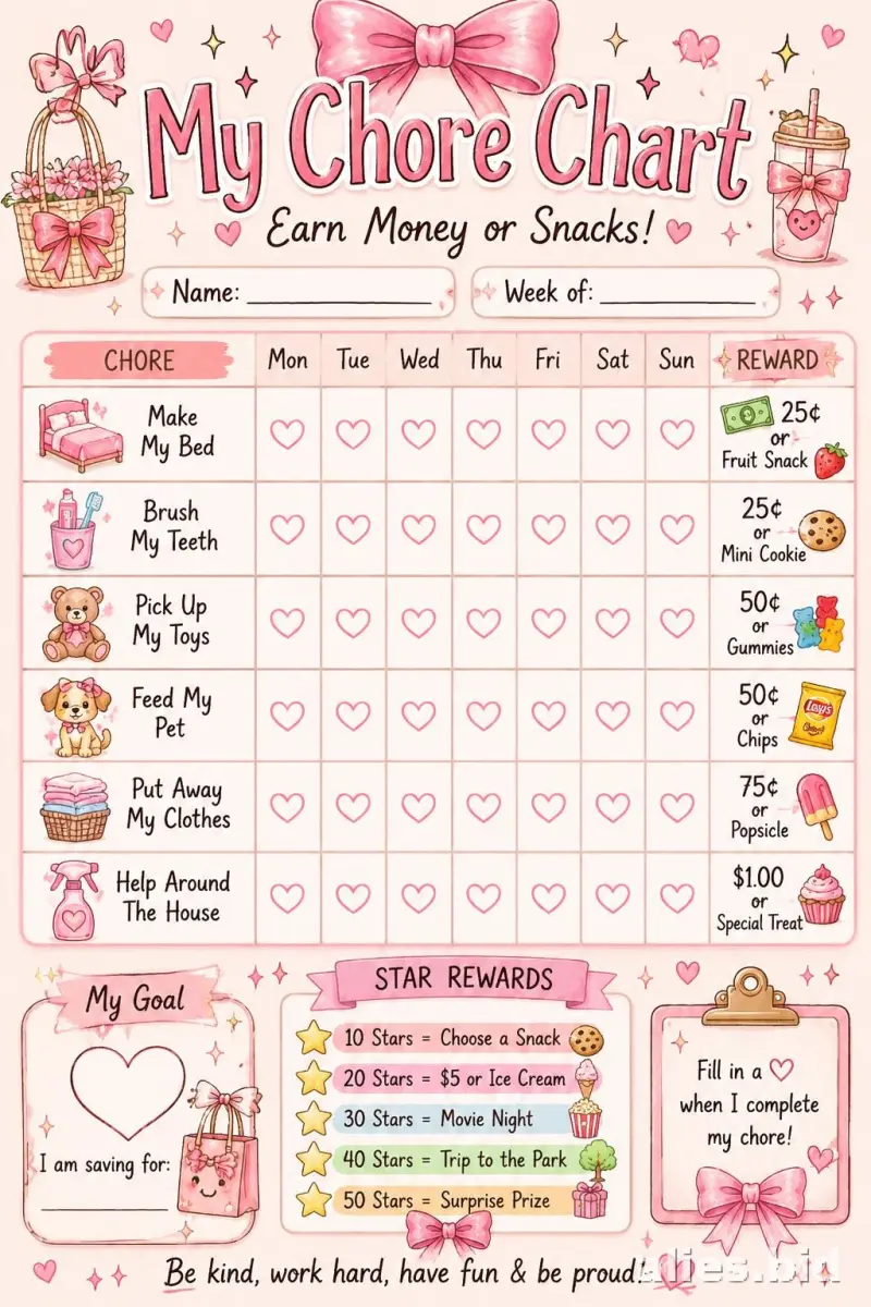 Free Printable Chore Chart Template Free Worksheet #12