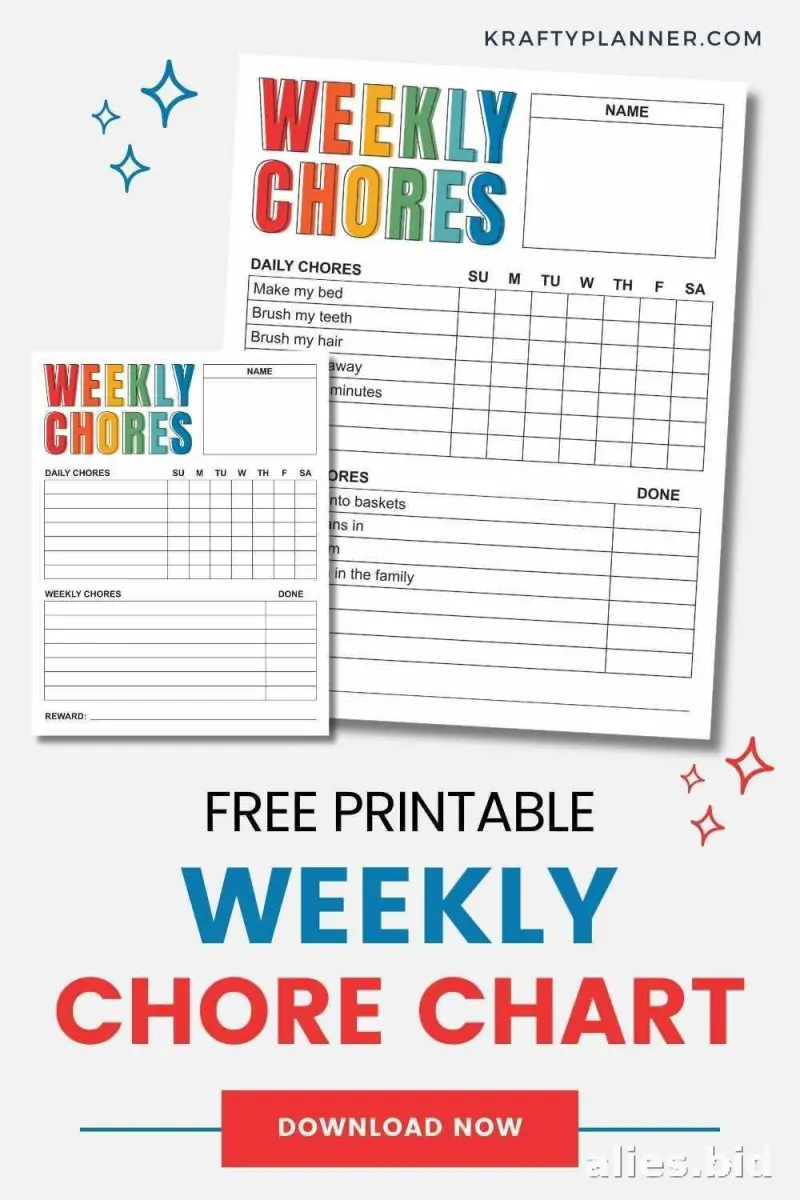 Free Printable Chore Chart Template Free Worksheet #14