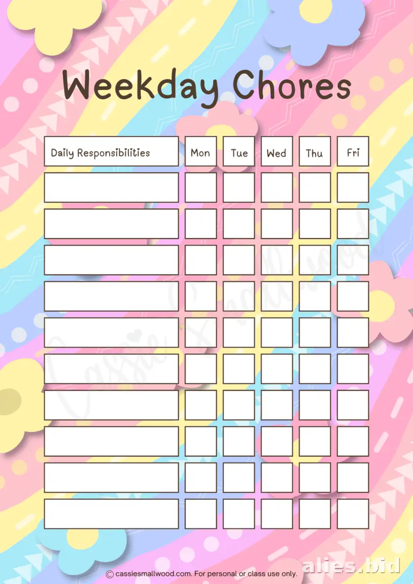 Free Printable Chore Chart Template Free Worksheet #15