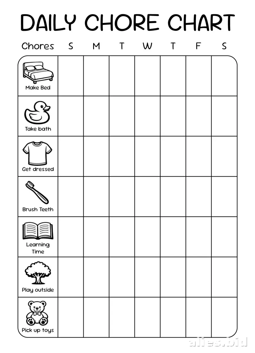 Free Printable Chore Chart Template Free Worksheet #13