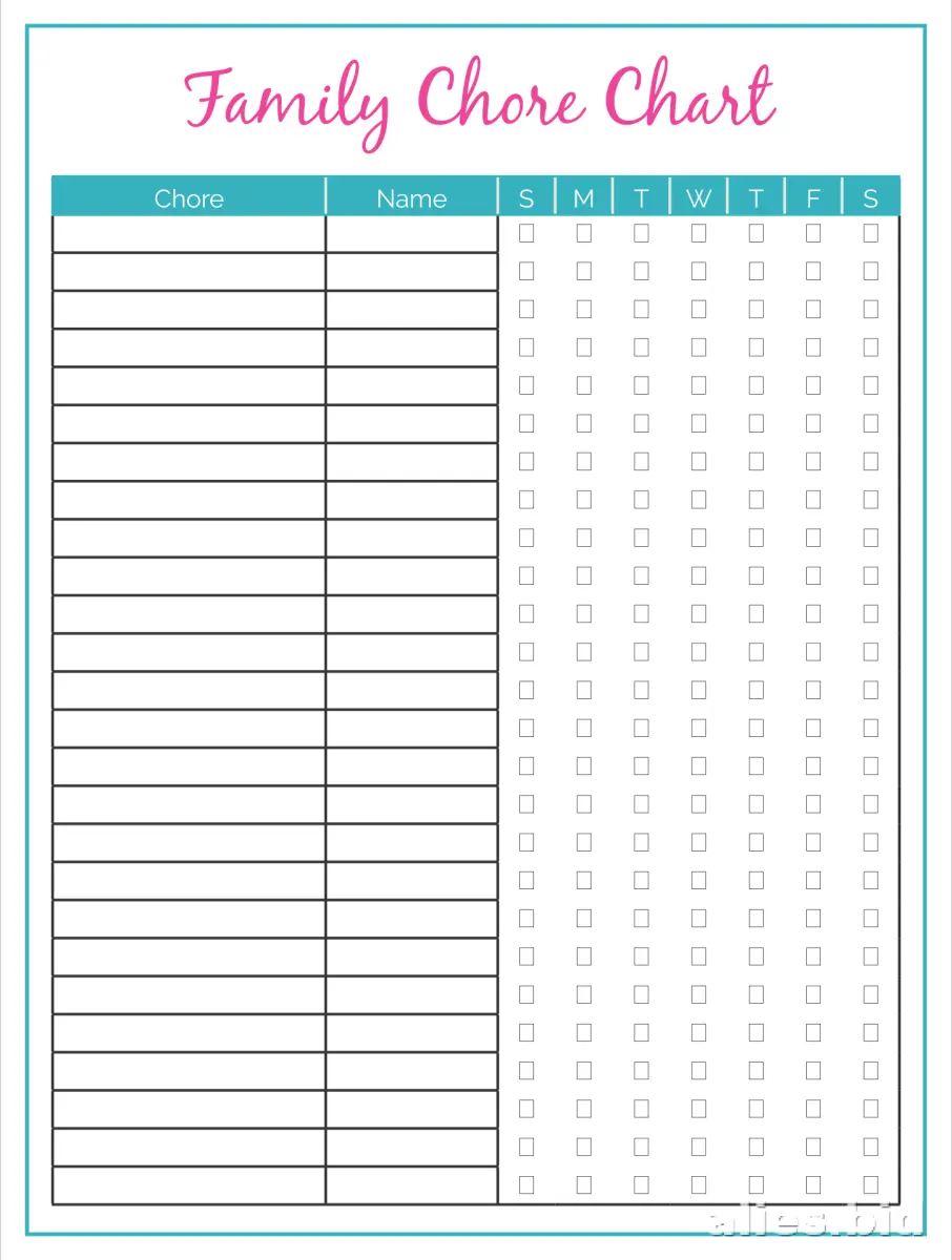 Free Chore Chart Templates and Worksheets for Kids