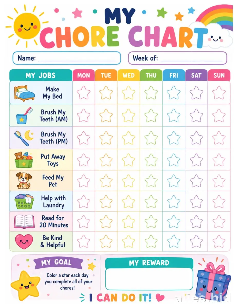 Free Printable Chore Chart Template Free Worksheet #2