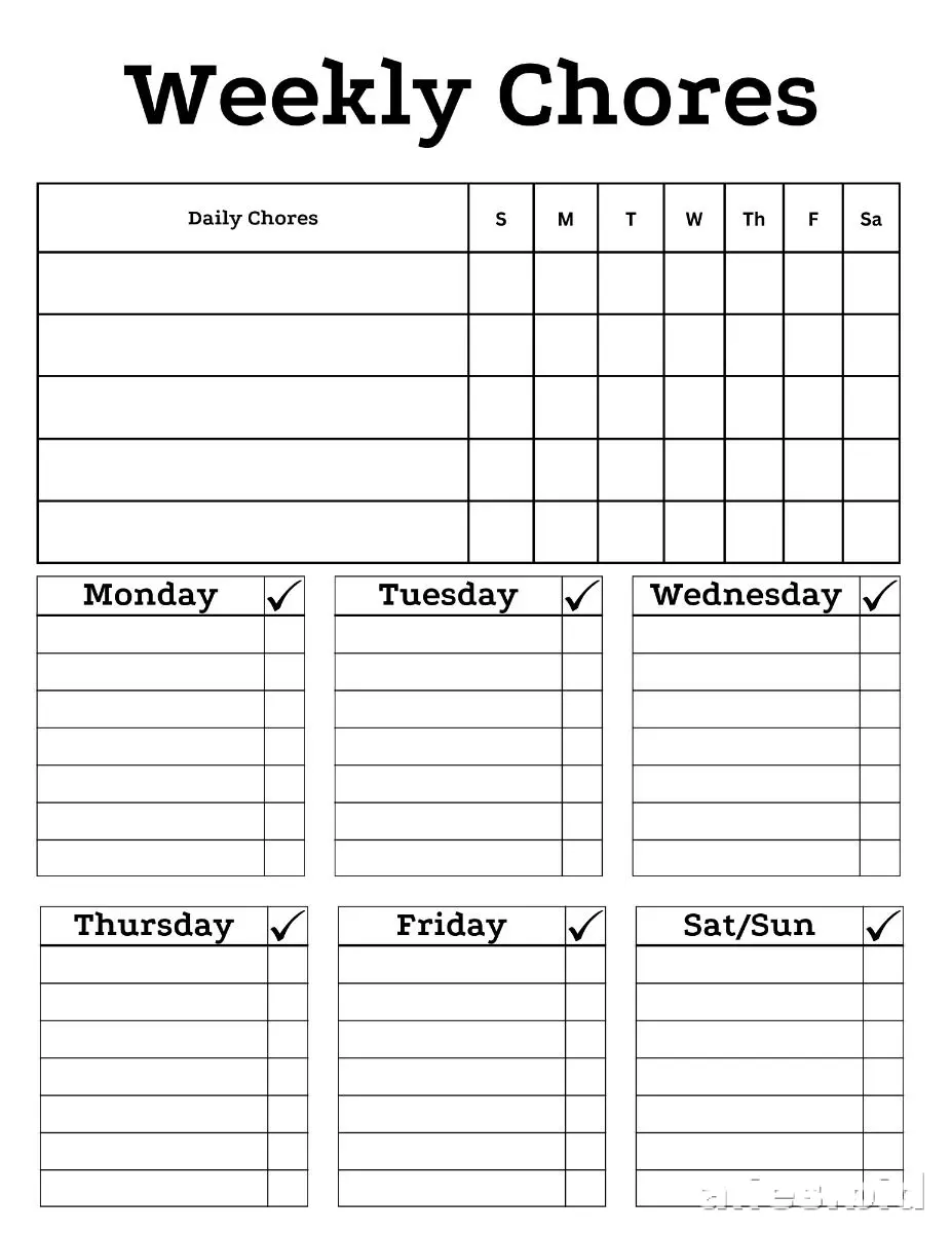 Free Printable Chore Chart Template Free Worksheet #6