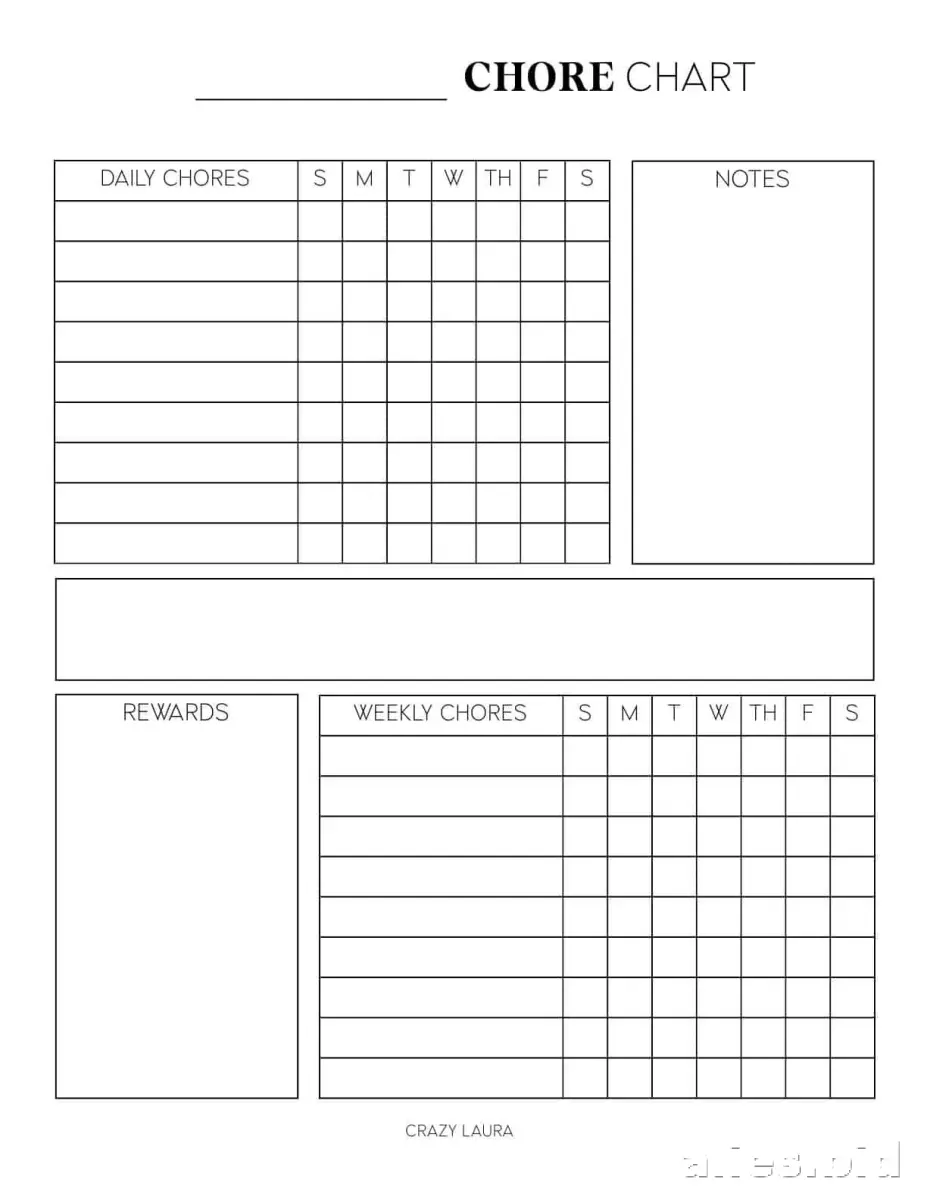 Free Printable Chore Chart Template Free Worksheet #9