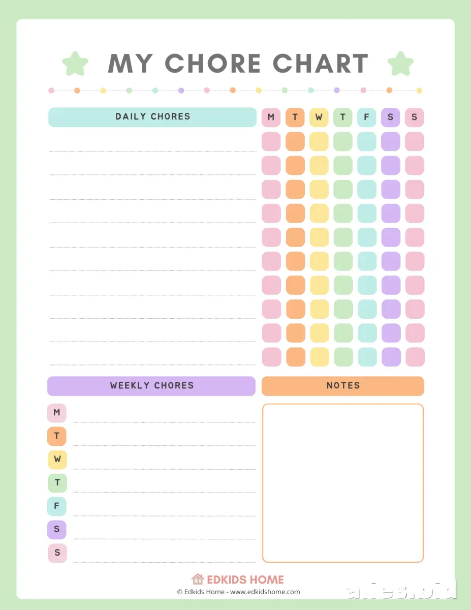 Free Printable Chore Chart Template Free Worksheet #17