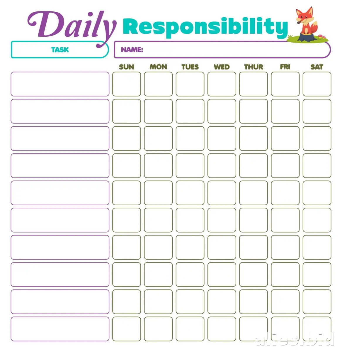 Free Printable Chore Tracker Template Free Print Worksheet #3