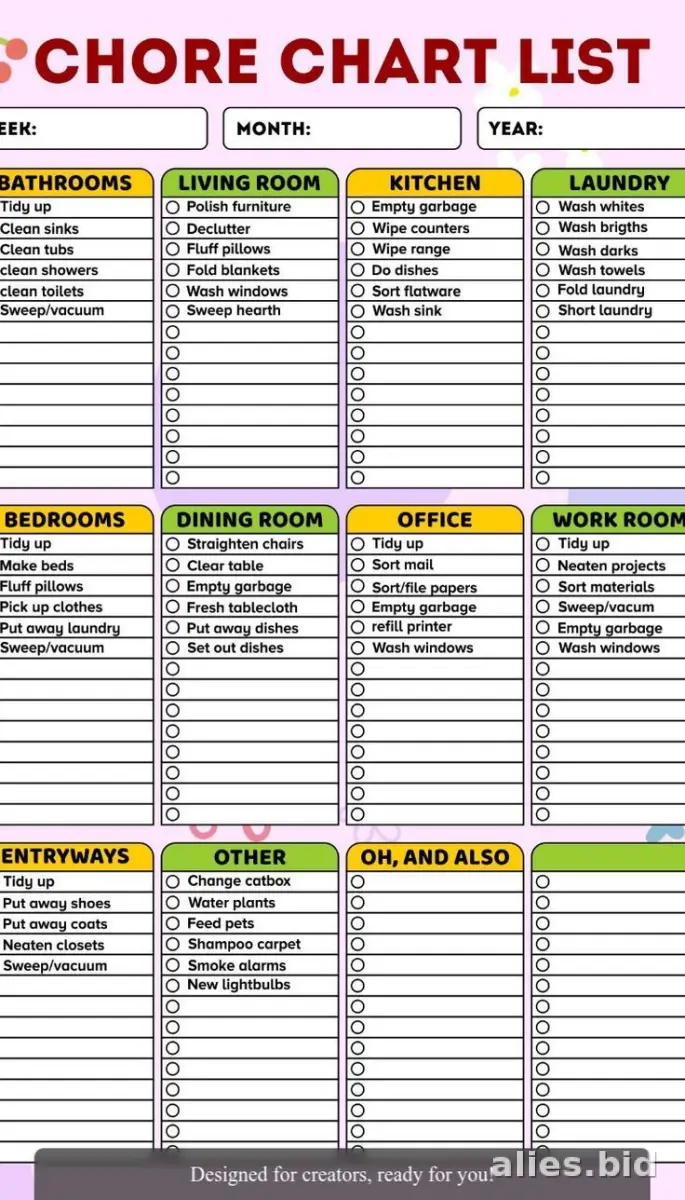 Free Chore Tracker Template Print Worksheets for Teachers and Parents