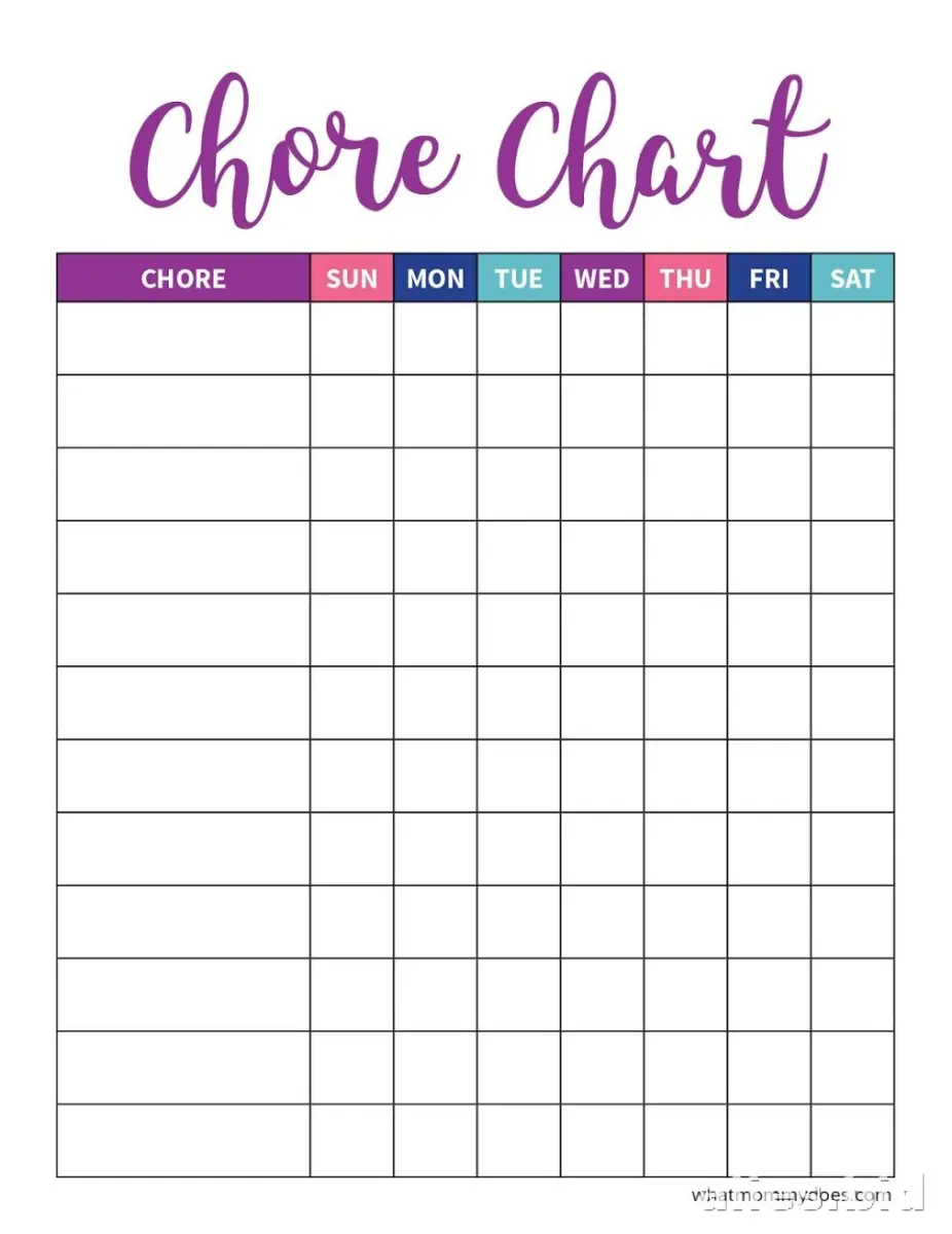 Free Printable Chore Tracker Template Free Print Worksheet #9