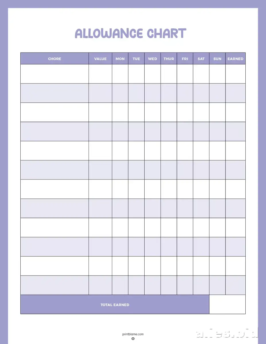 Free Printable Chore Tracker Template Free Print Worksheet #8