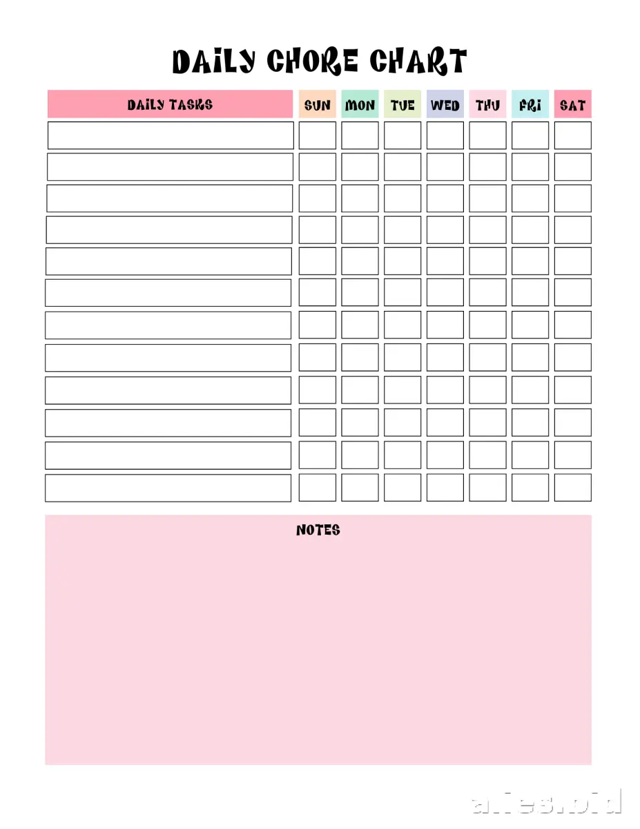 Free Printable Chore Tracker Template Free Print Worksheet #10