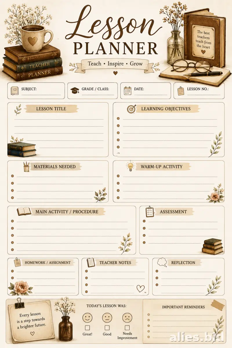 Free Printable Classroom Planner Template Free Worksheet #7