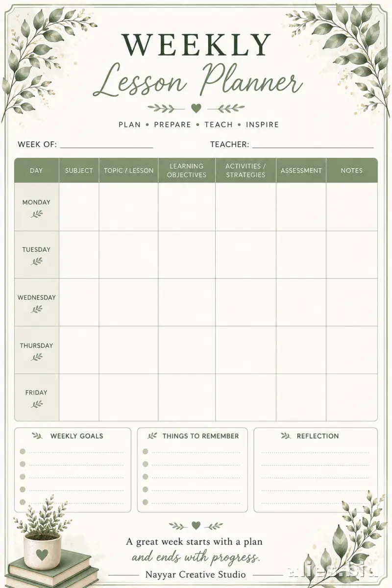 Free Printable Classroom Planner Template Free Worksheet #17